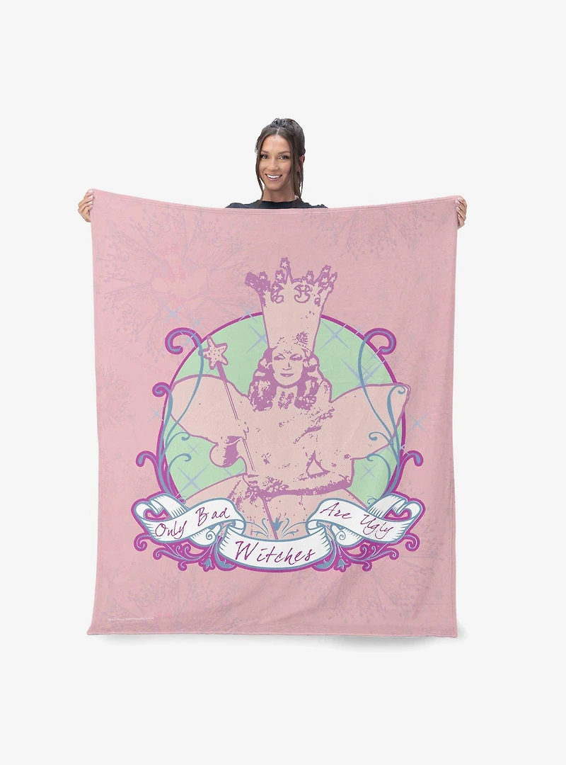 The Wizard of Oz Glinda Pattern Silk Touch Sherpa Throw Blanket