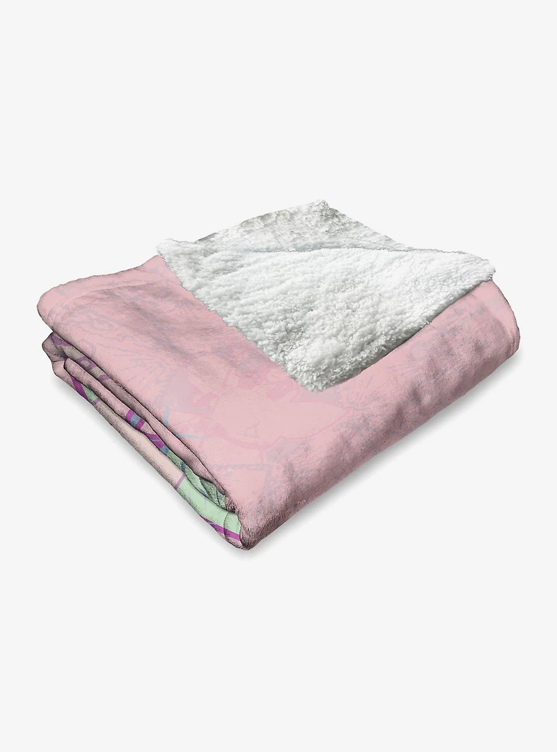 The Wizard of Oz Glinda Pattern Silk Touch Sherpa Throw Blanket