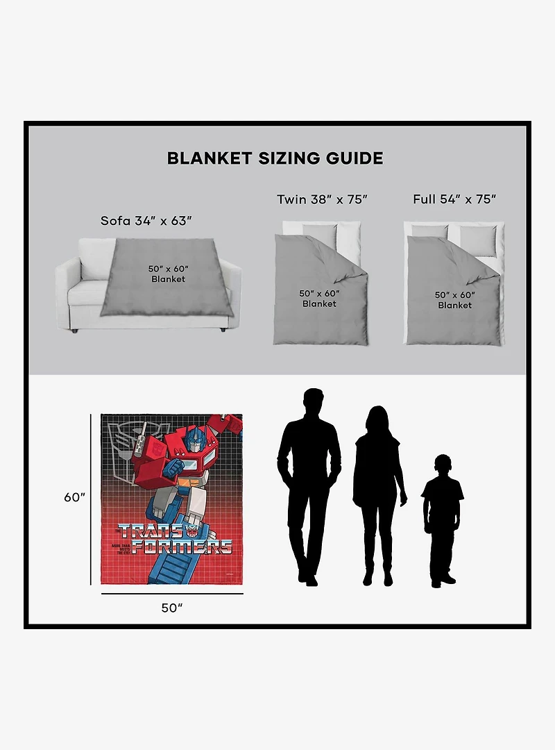 Transformers G1 Grid Megatron Silk Touch Sherpa Throw Blanket