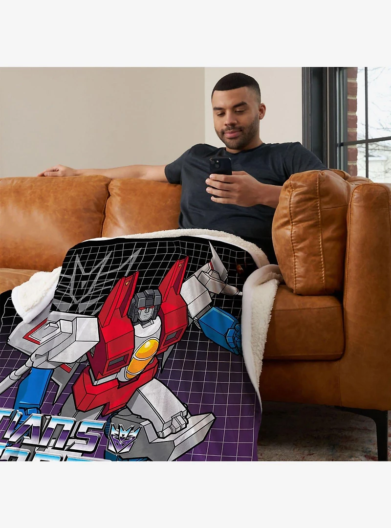 Transformers G1 Grid Soundwave Silk Touch Sherpa Throw Blanket