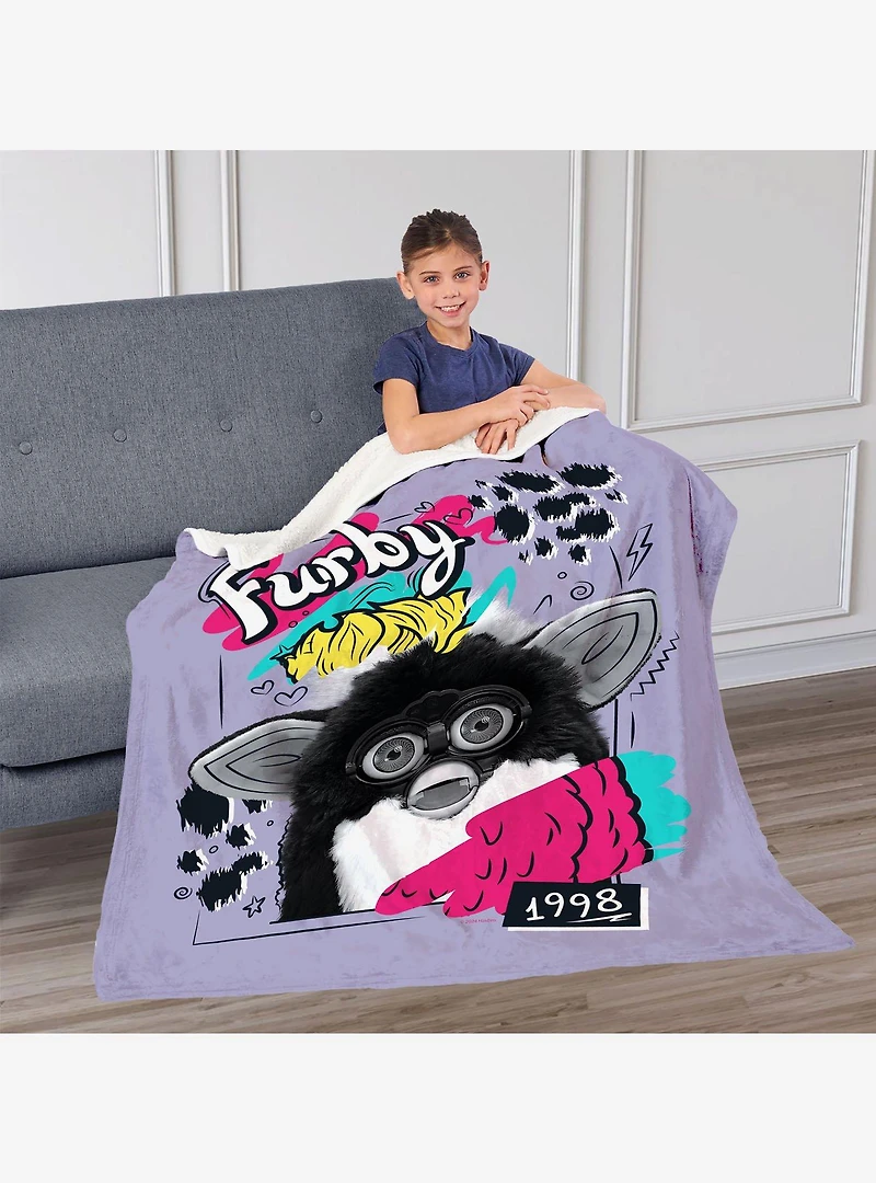 Furby 1998 Silk Touch Sherpa Throw Blanket
