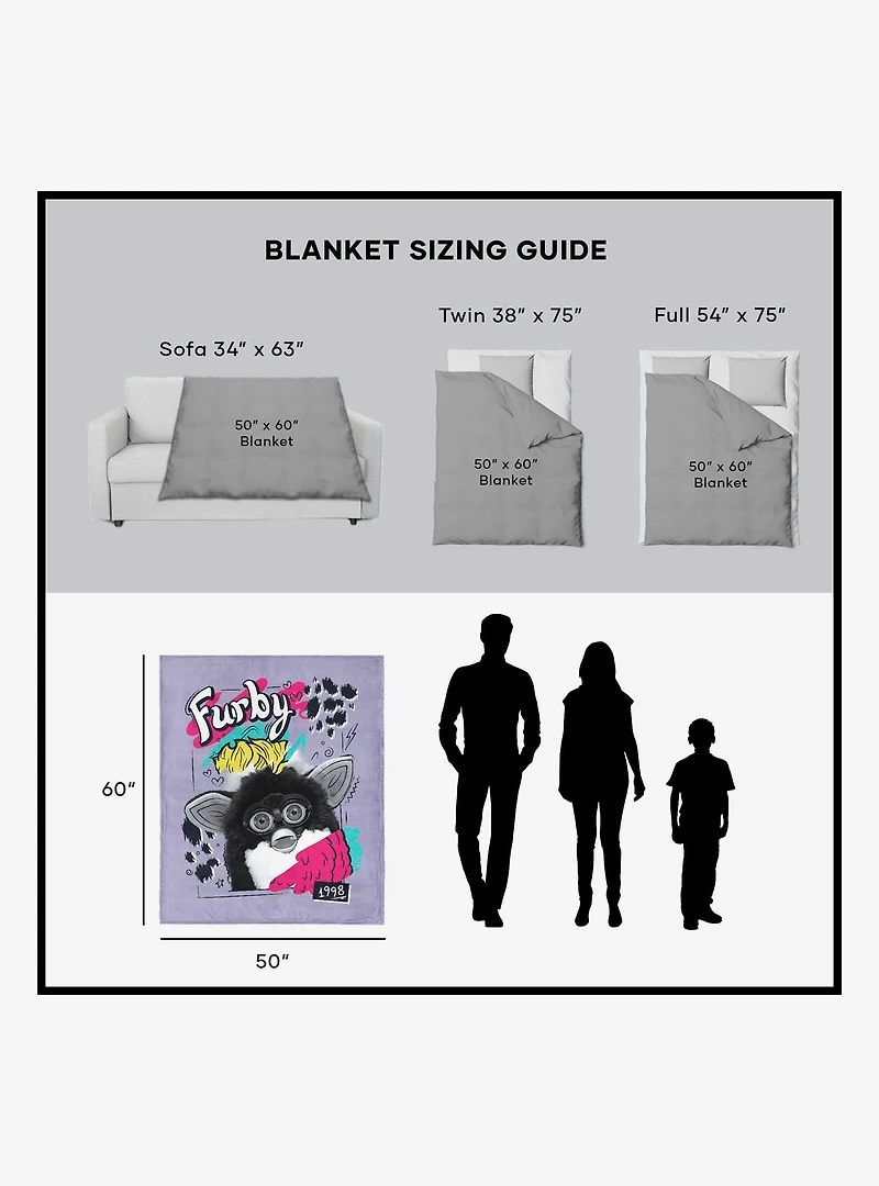 Furby 1998 Silk Touch Sherpa Throw Blanket