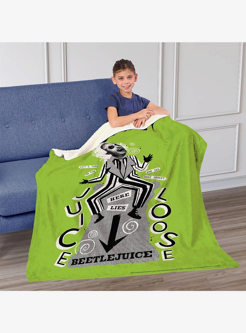 Beetlejuice Juice Is Loose Silk Touch Sherpa Throw Blanket