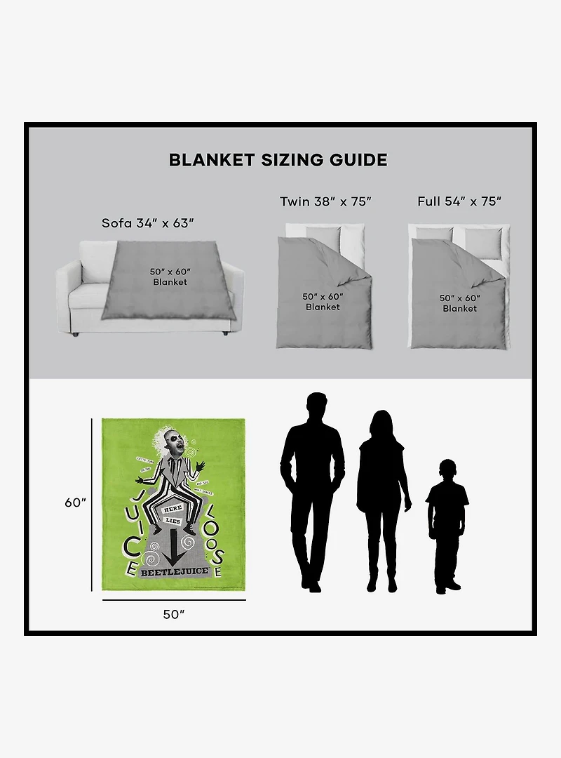 Beetlejuice Juice Is Loose Silk Touch Sherpa Throw Blanket