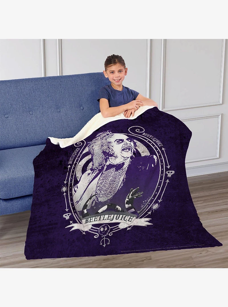Beetlejuice Big Dark Room Silk Touch Sherpa Throw Blanket