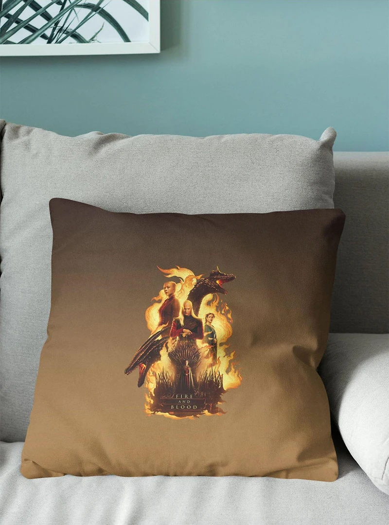 House of the Dragon Fire and Blood Reigns Throw Pillow