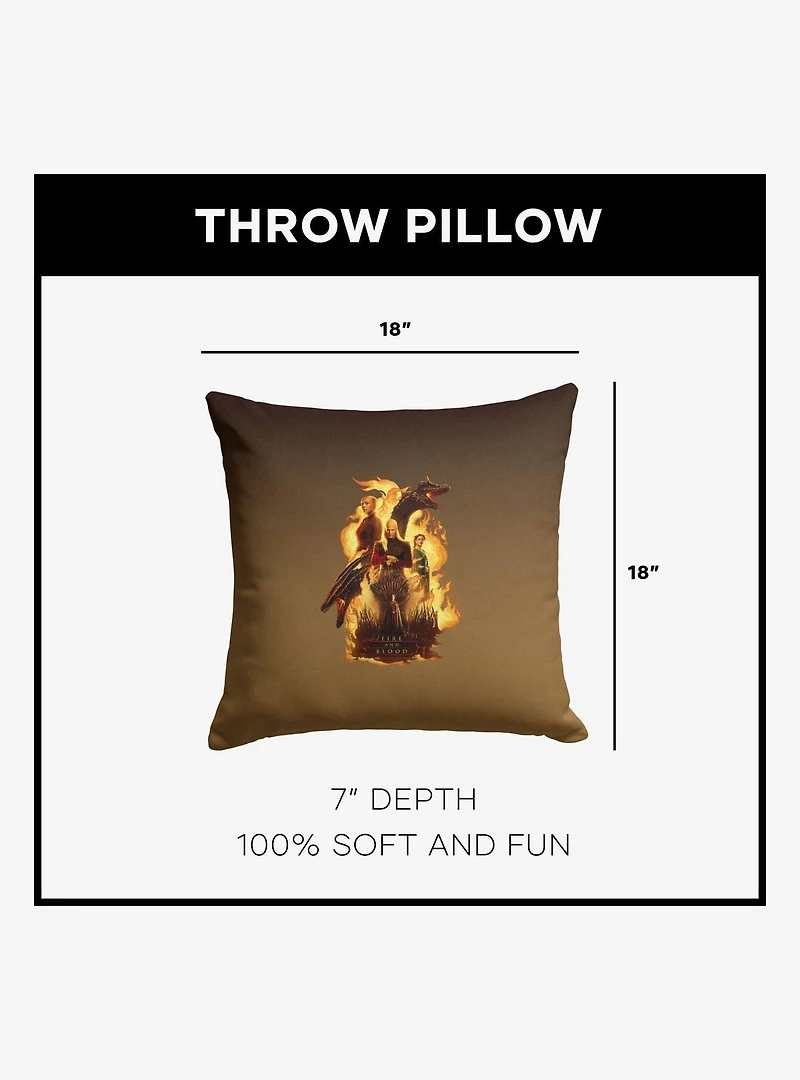 House of the Dragon Fire and Blood Reigns Throw Pillow