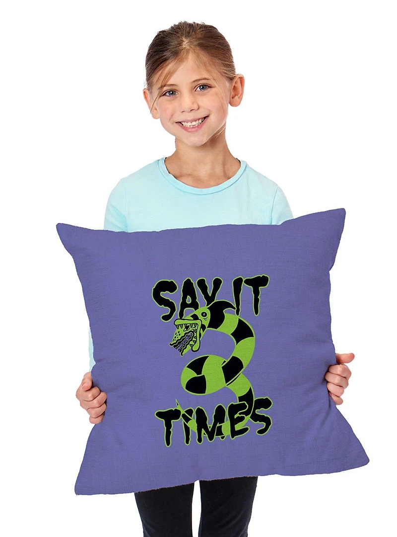 Beetlejuice Three Times Throw Pillow