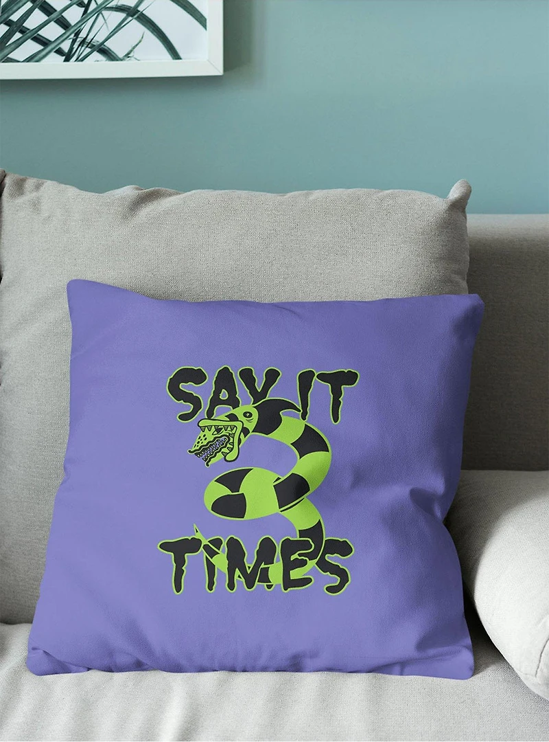 Beetlejuice Three Times Throw Pillow