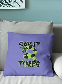 Beetlejuice Three Times Throw Pillow
