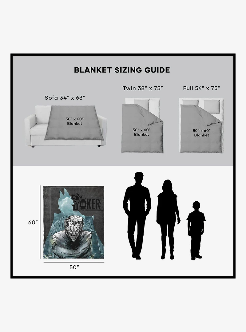 DC Comics Joker's Embrace 50x60" Silk Touch Throw Blanket