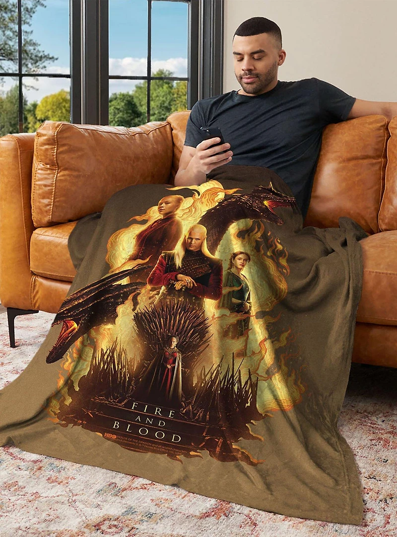 House of the Dragon Fire and Blood Reigns 40x50" Silk Touch Throw Blanket