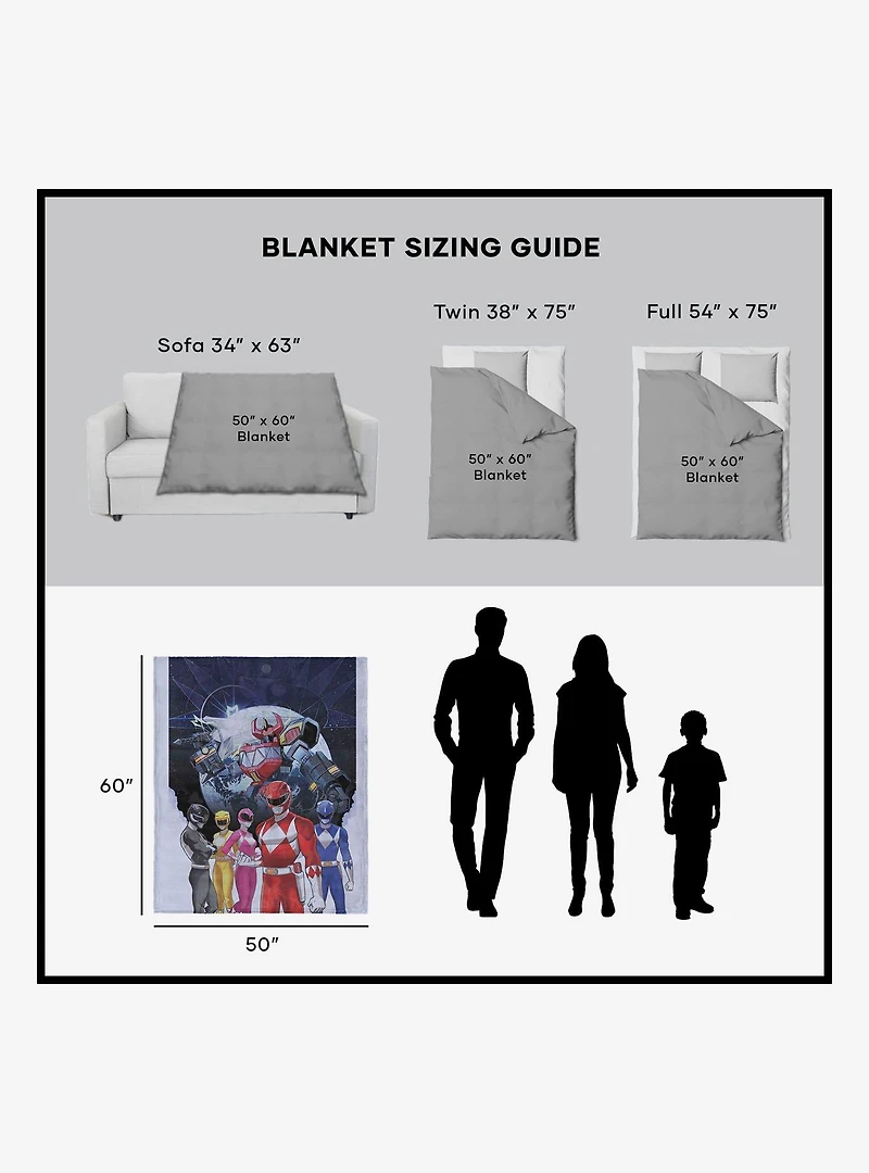 Mighty Morphin Power Rangers 50x60" Silk Touch Throw Blanket