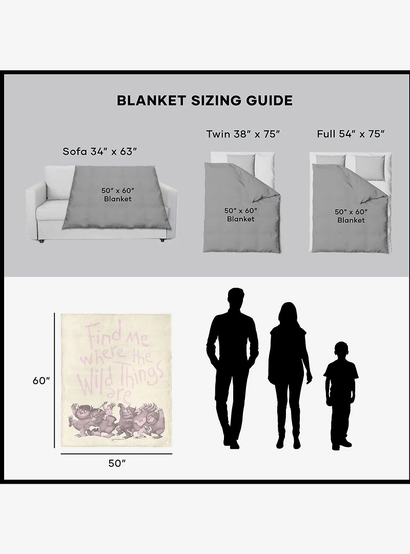 Where The Wild Things Are Find Me Pink 50x60" Silk Touch Throw Blanket