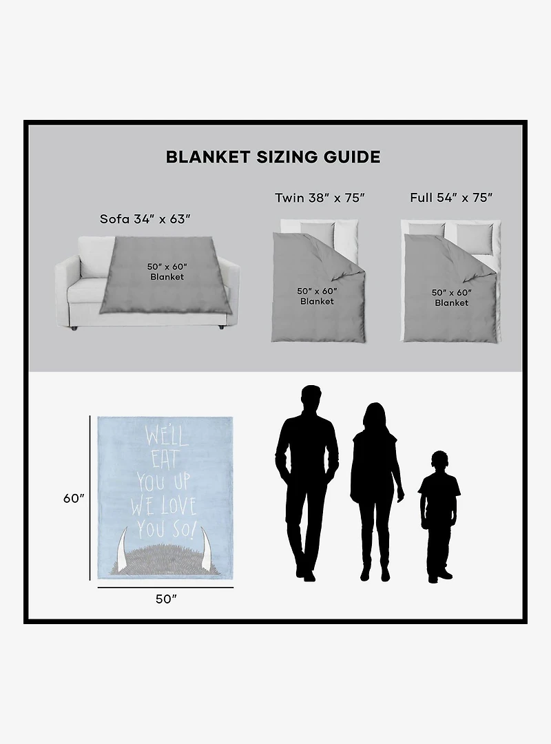 Where The Wild Things Are We'll Eat You Up 50x60" Silk Touch Throw Blanket