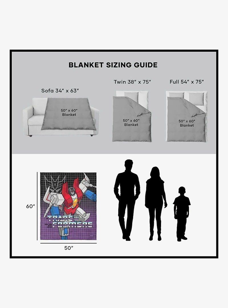 Transformers G1 Grid Starscream 50x60" Silk Touch Throw Blanket