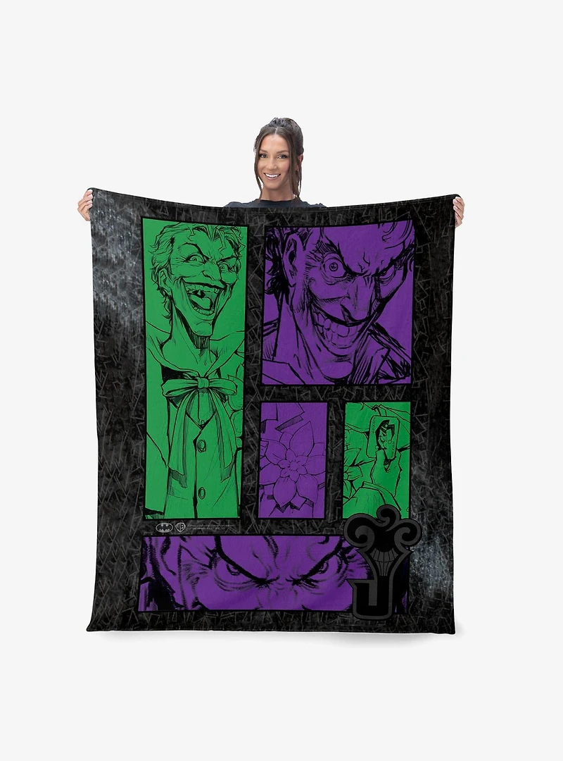 DC Comics Gotham Grin Silk Touch Sherpa Throw Blanket