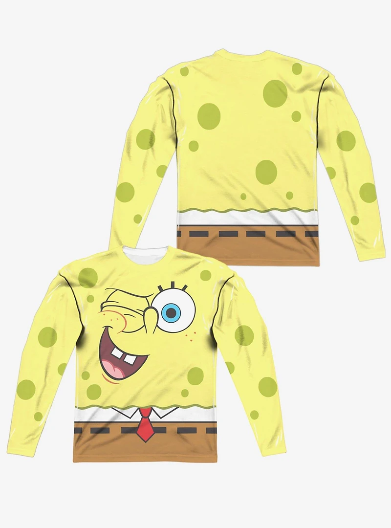 SpongeBob SquarePants Wink Face Long Sleeve Sublimated T-Shirt