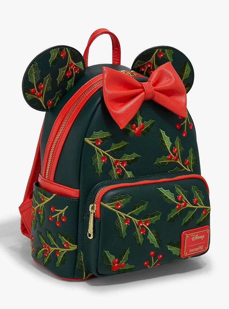 Loungefly Disney Minnie Mouse Holiday Holly Ears Mini Backpack - BoxLunch Exclusive