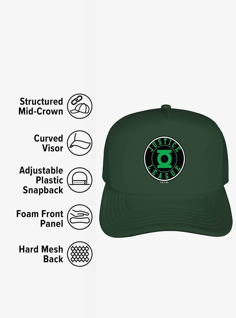 Justice League Green Lantern Athletic Logo Foam Trucker Hat