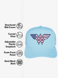 Wonder Woman American Flag Logo Foam Trucker Hat