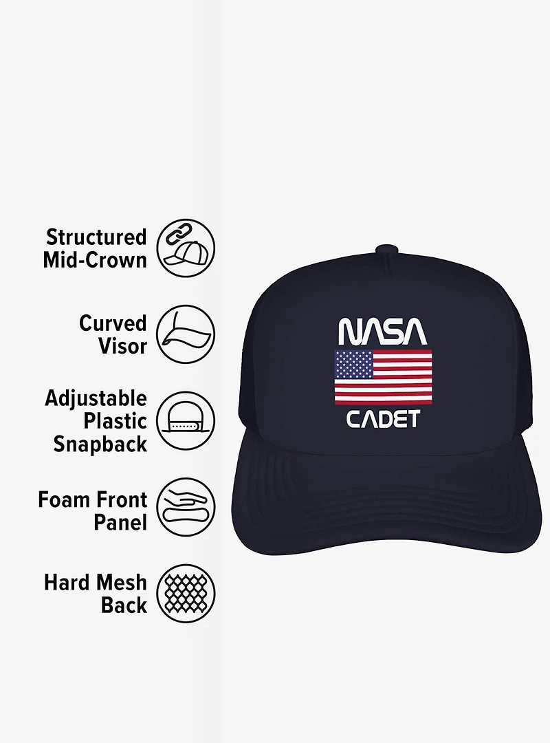 NASA Cadet American Flag Foam Trucker Hat