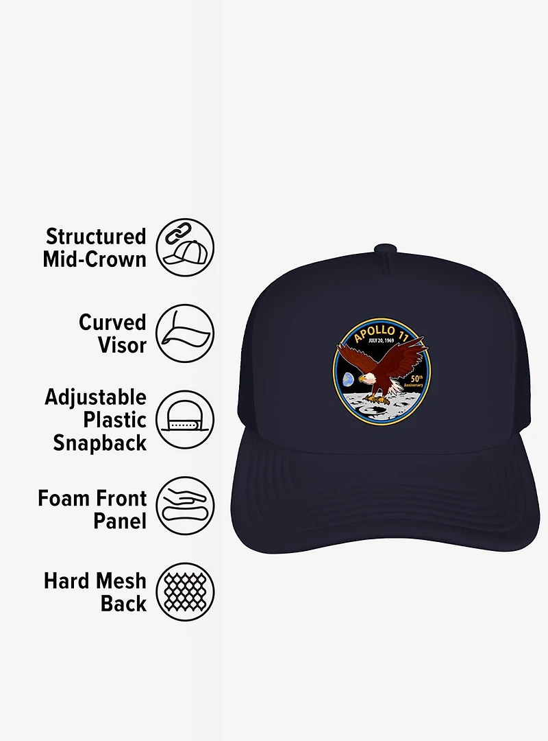 NASA Apollo 11 50th Anniversary Patch Foam Trucker Hat
