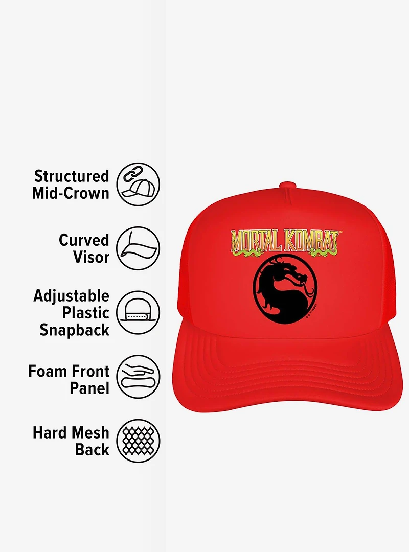 Mortal Kombat Klassic Black Logo Foam Trucker Hat