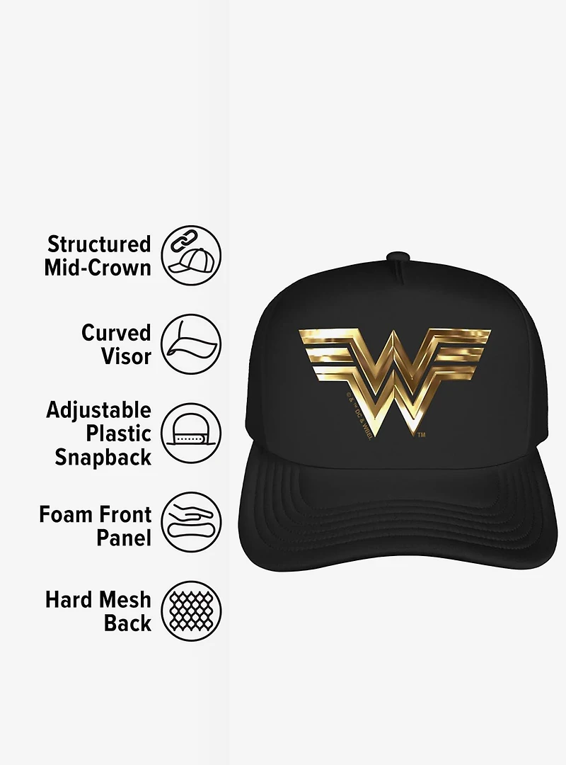 Wonder Woman Golden Logo Foam Trucker Hat
