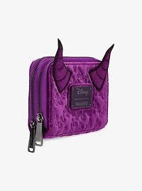 Loungefly Disney Sleeping Beauty Purple Velvet Maleficent Horns Small Accordion Wallet - BoxLunch Exclusive