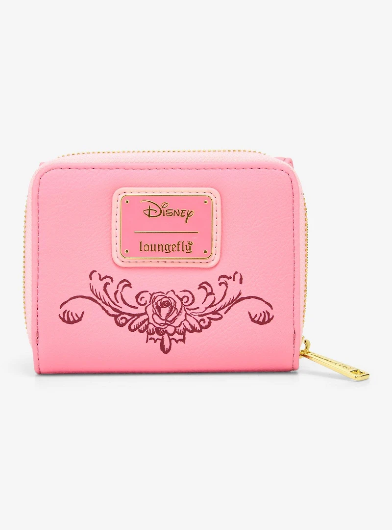 Loungefly Disney Beauty and the Beast Pink Roses Zip Wallet — BoxLunch Exclusive
