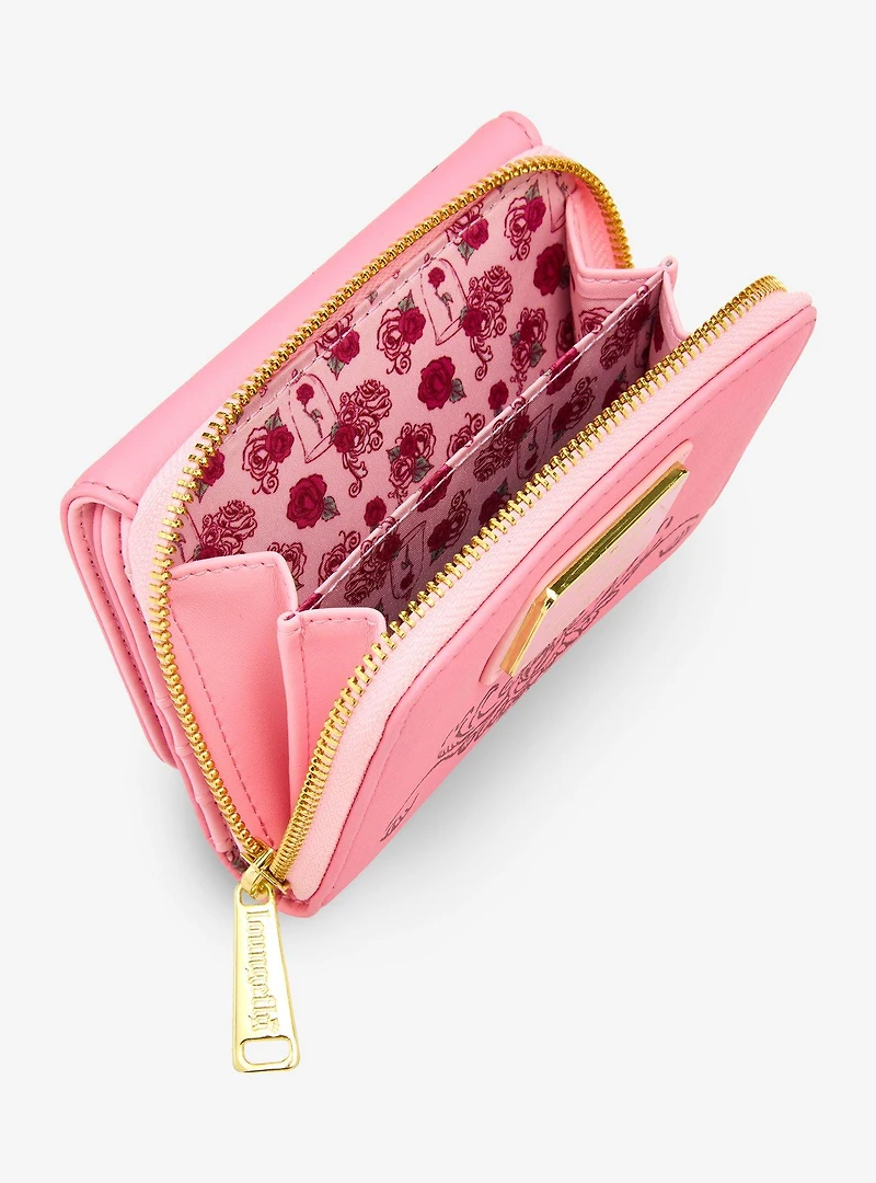 Loungefly Disney Beauty and the Beast Pink Roses Zip Wallet — BoxLunch Exclusive