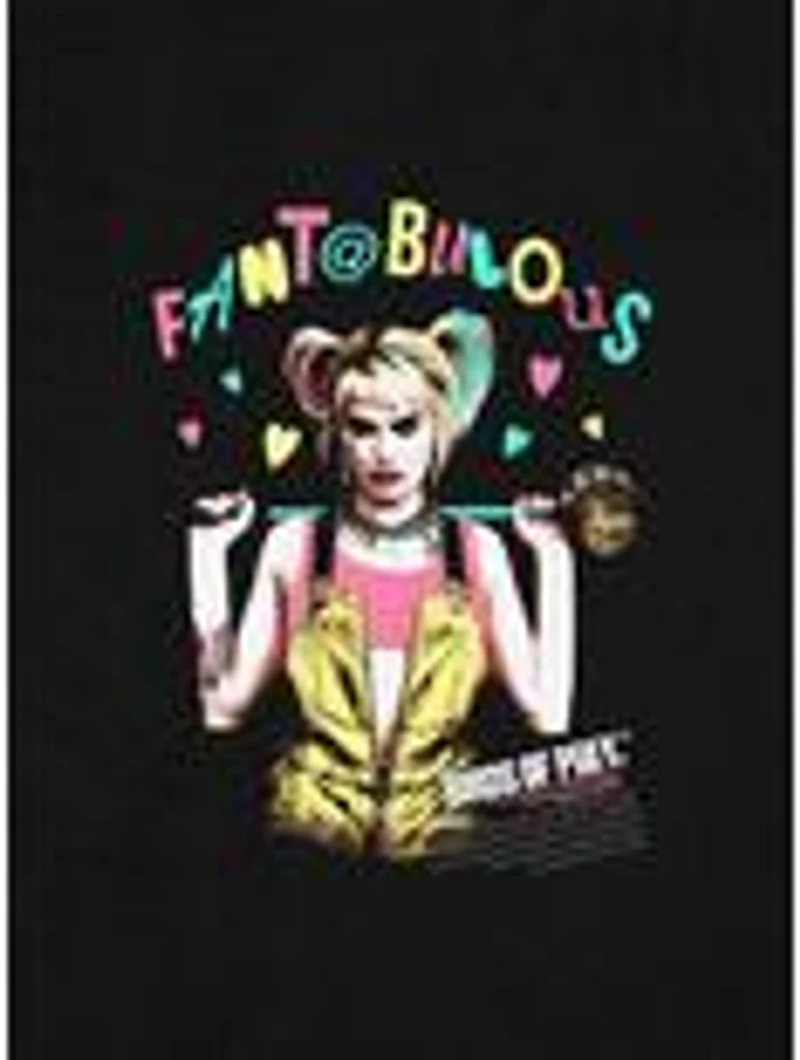 DC Comics Birds of Prey Harley Quinn Fantabulous Cap Sleeve Baby Rib Women's Crop Top