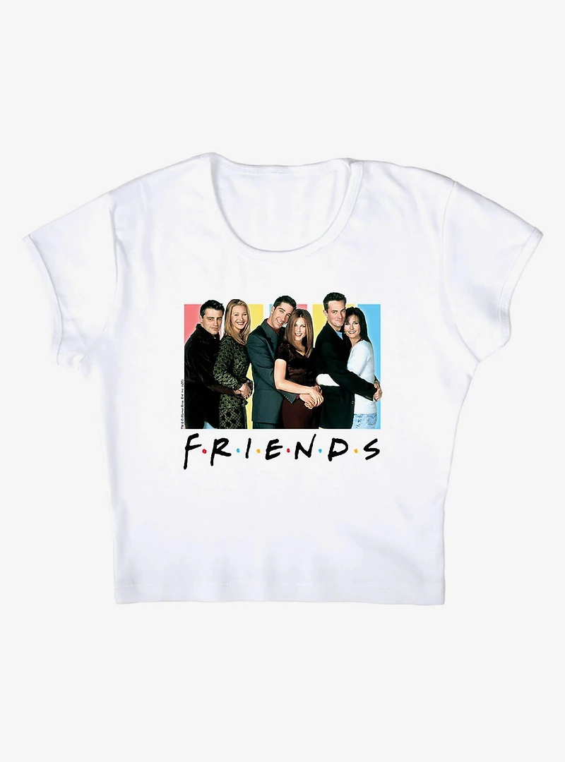 Friends Cast Logo Cap Sleeve Baby Rib Women's Crop Top