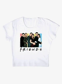 Friends Cast Logo Cap Sleeve Baby Rib Women's Crop Top