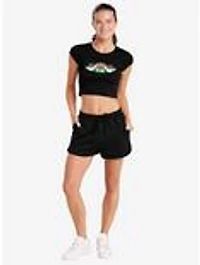 Friends "Central Perk" Logo Cap Sleeve Baby Rib Women's Crop Top