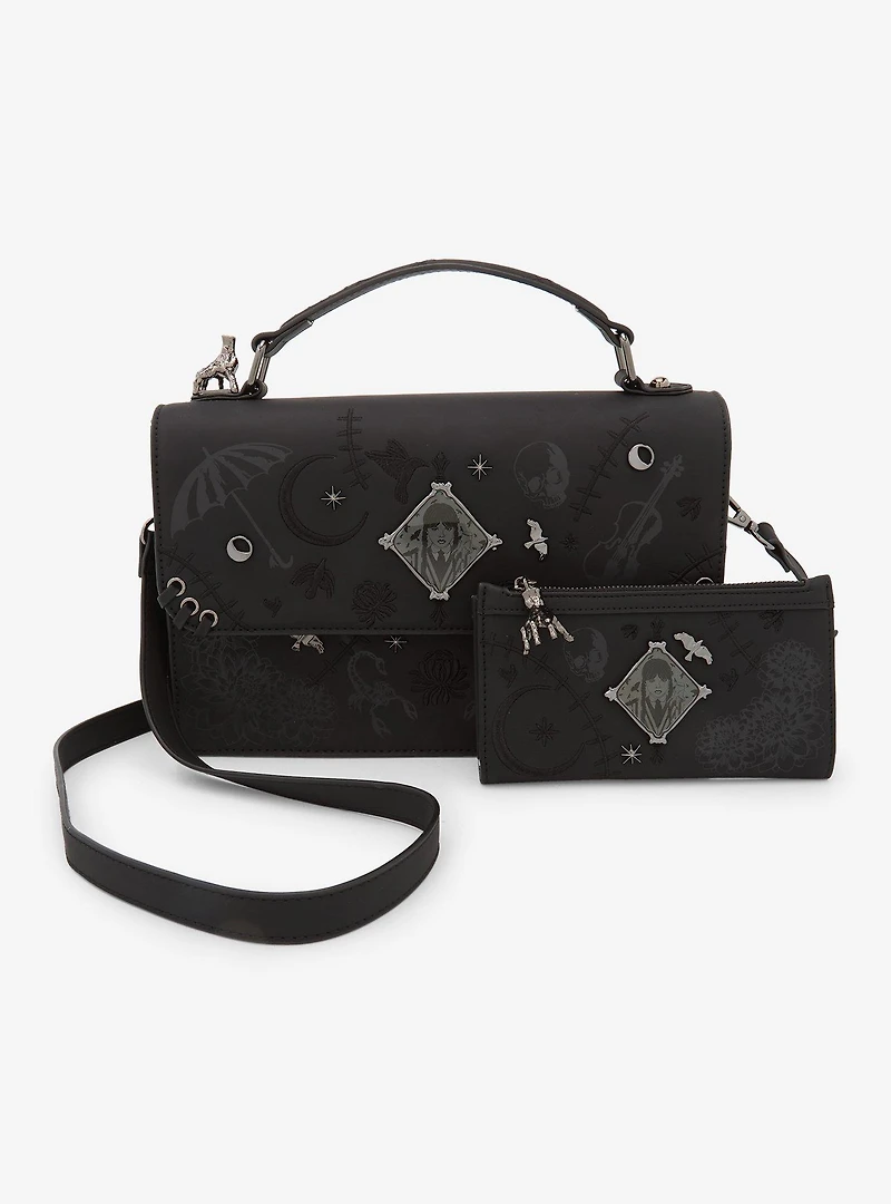 Wednesday Embroidered Icons Crossbody Bag - BoxLunch Exclusive