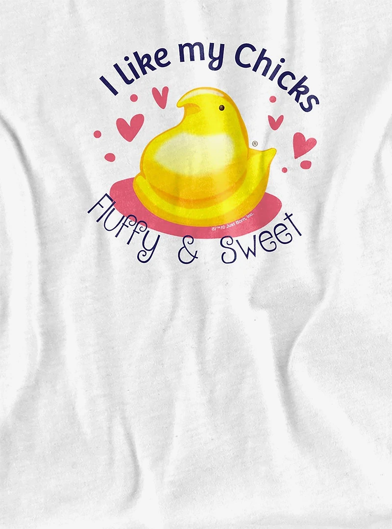 Peeps Easter I Like My Chicks Fluffy And Sweet Womens Crop Top