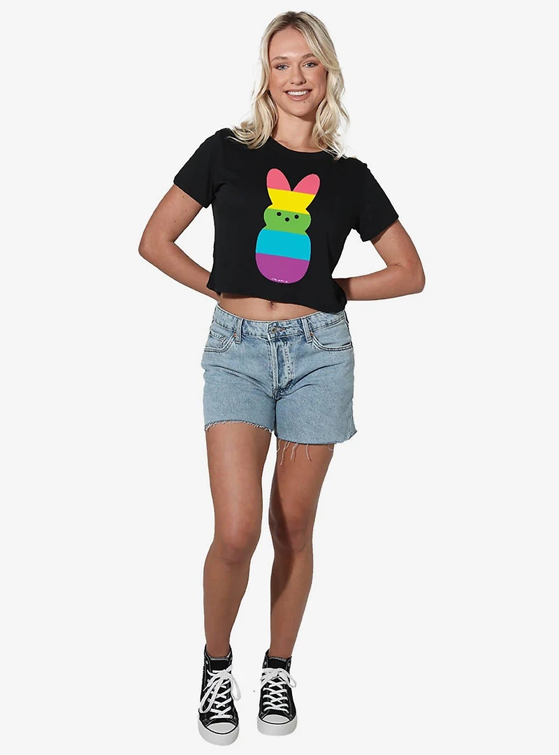 Peeps Rainbow Striped Easter Bunny Womens Crop Top