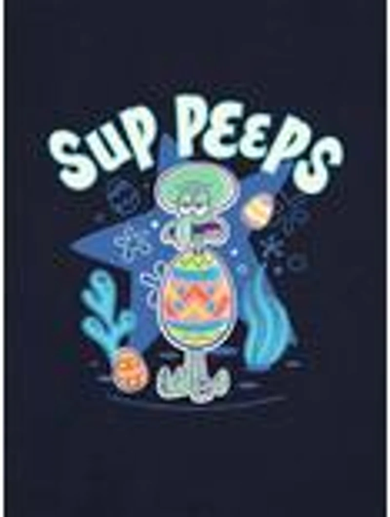 SpongeBob SquarePants Easter Squidward 'Sup Peeps Baby Rib Womens Crop Top