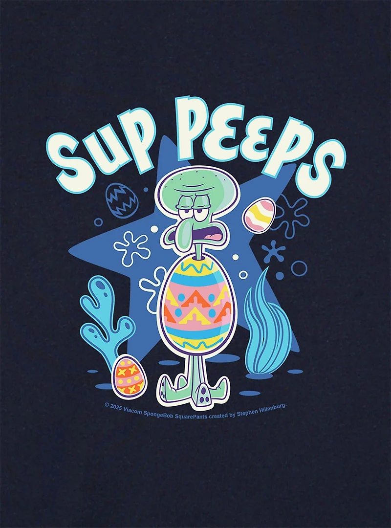 SpongeBob SquarePants Easter Squidward 'Sup Peeps Baby Rib Womens Crop Top