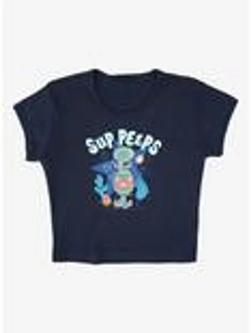 SpongeBob SquarePants Easter Squidward 'Sup Peeps Baby Rib Womens Crop Top