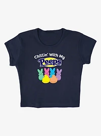 Peeps Easter Chillin' With My Baby Rib Womens Crop Top