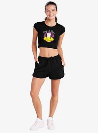 Peeps Peep-A-Boo Ghost Halloween Baby Rib Womens Crop Top