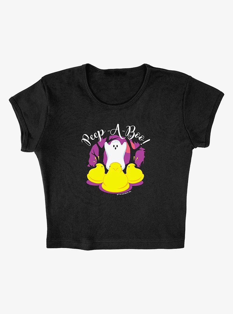Peeps Peep-A-Boo Ghost Halloween Baby Rib Womens Crop Top