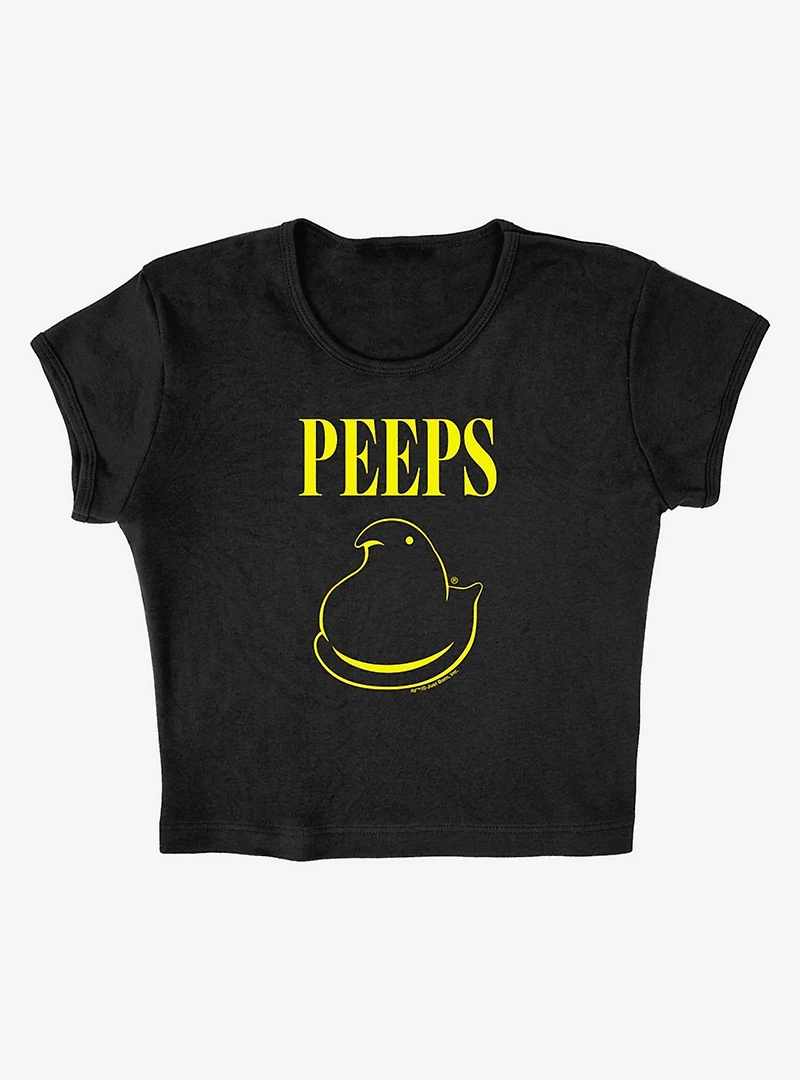 Peeps Easter Black And Yellow Baby Rib Womens Crop Top