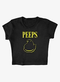 Peeps Easter Black And Yellow Baby Rib Womens Crop Top