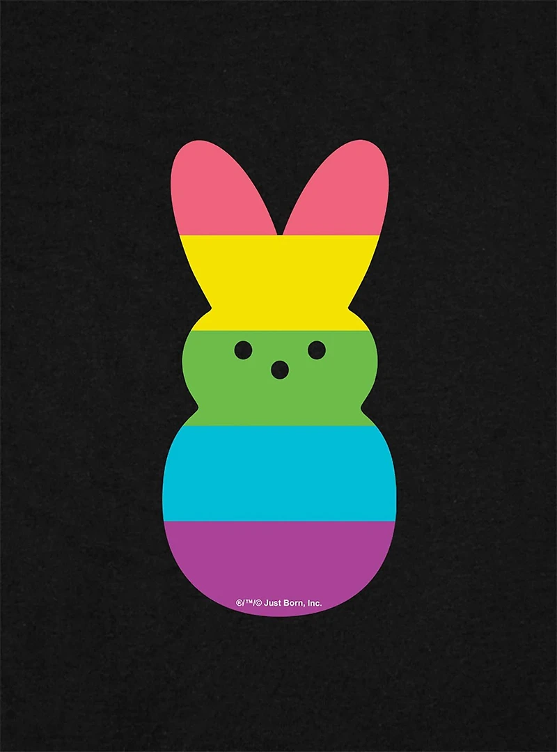 Peeps Rainbow Striped Easter Bunny Baby Rib Womens Crop Top