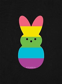 Peeps Rainbow Striped Easter Bunny Baby Rib Womens Crop Top