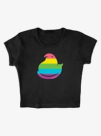 Peeps Rainbow Striped Easter Baby Rib Womens Crop Top